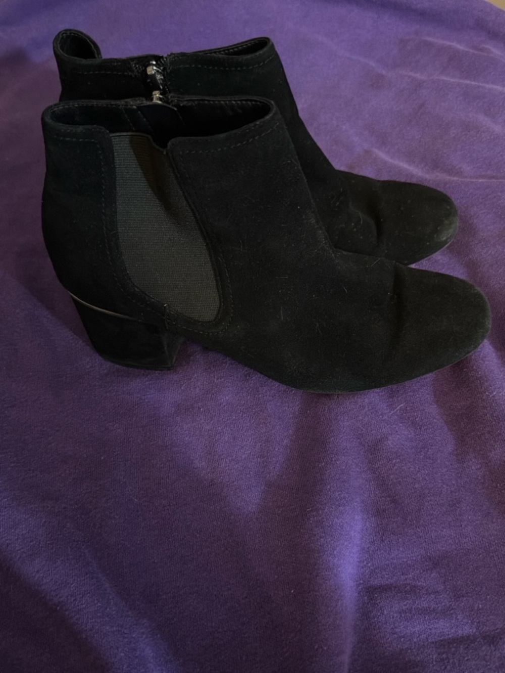 REVOLVE Black Suede Ankle Booties with Side Zip